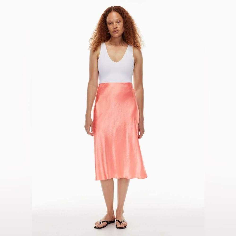 Aritzia Babaton Slip Satin Midi Skirt Orange 10